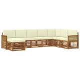 vidaXL Set de canapele de exterior cu pernă 6 pcs Natural și Crem 3384716