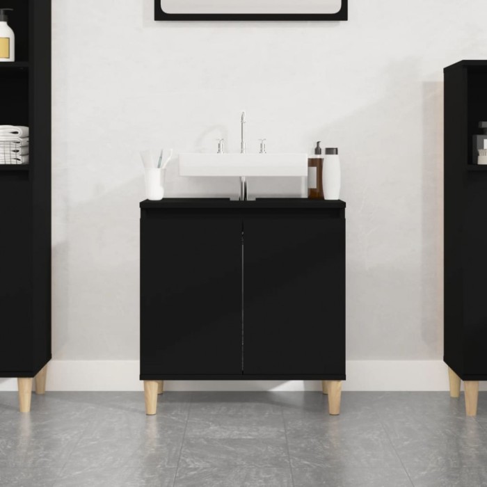 Gossi dulap de chiuveta, negru, 58x33x60 cm, lemn prelucrat