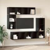 vidaXL Set comodă TV Pe perete 4 pcs Stejar negru 37 x 37 x 142.5 cm
