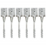 Țăruși Sol vidaXL Argintiu 12x12x56cm Oțel Galvanizat, Set 6 Bucăți, Fixare Garduri, Foișoare