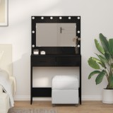 VidaXL Masă de toaletă cu lumini LED, stejar negru, 78,5 x 41 x 135 cm
