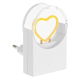 Lampa de veghe cu LED, model inima, alimentare la priza, 0.5W, 50x80x62 mm, plastic, Alb