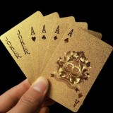 Carti de Joc Poker Aurii Casino, Aspect Euro, Impermeabile, Plastic Flexibil, 52 Carti + 2 Jokeri, Cutie Inclusa