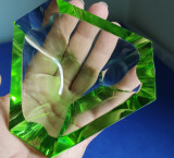 Scrumiera cristal verde fatetat, Art Deco -