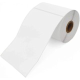 Etichete termice autoadezive albe 100 x 150 mm, rola 500 etichete, perforate, adeziv puternic, pentru AWB, curierat, depozit si logistica, printare fa