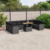 Cumpara ieftin Set canapele de grădină cu perne, 11 piese, negru, poliratan