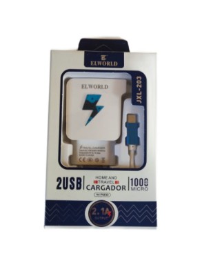 Incarcator Universal Usb cu 2 Porturi Luminate si Cablu Micro Usb culoare Albastru foto