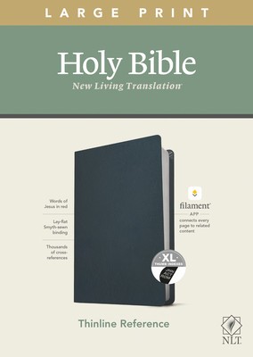 NLT Large Print Thinline Reference Bible, Filament Enabled Edition (Red Letter, Genuine Leather, Blue, Indexed) foto