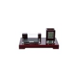 Set Birou Elegant din Lemn &ndash; Organizator Multifuncțional cu Ceas Digital CD-33
