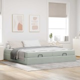 vidaXL Cadru de pat Gri deschis 200 x 200 cm Catifea 3399582