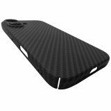 Husa spate policarbonat aspect Carbon, gri inchis cu negru, pentru Apple iPhone 16