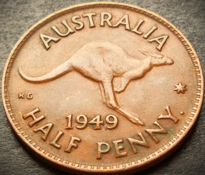Moneda istorica HALF PENNY - AUSTRALIA, anul 1949 * cod 4359 B - George VI foto