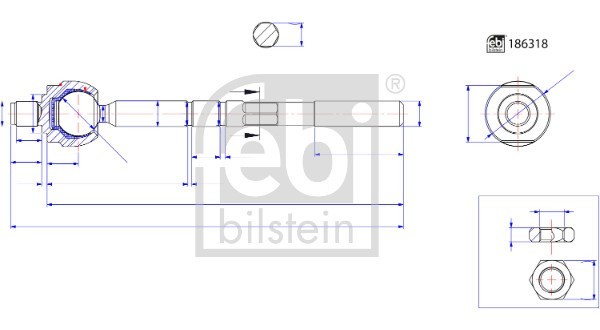FEBI BILSTEIN 186318 Articulatie axiala, cap de bara