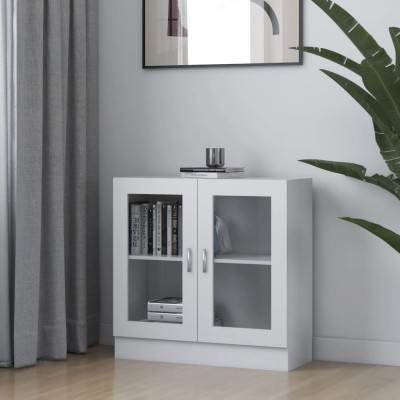 Gossi dulap cu vitrina, alb, 82,5 x 30,5 x 80 cm, lemn prelucrat foto