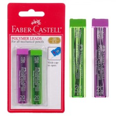 Set Mine Creion Mecanic Faber Castell, 0.5mm, 2B, 2 Bucăți, Verde și Lila
