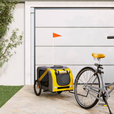 vidaXL Remorcă bicicletă animale companie, galben/gri, oxford/fier