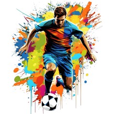 Sticker decorativ, Jucator Fotbal, Multicolor, 74 cm, 1335STK-15