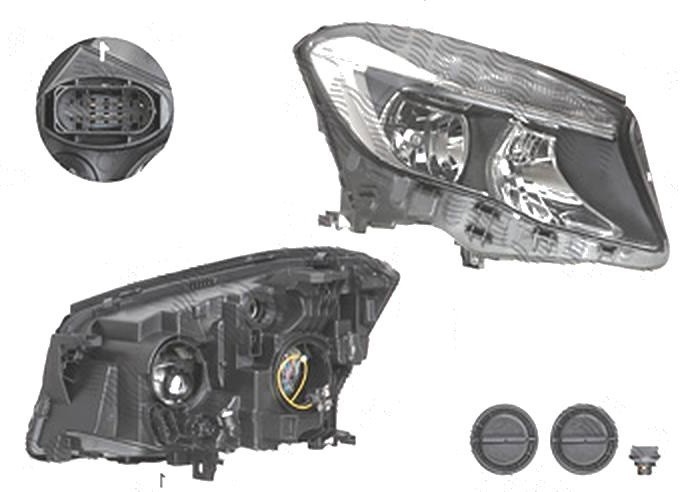 Far Mercedes Clasa Gla (X156), 12.2013-, fata, Dreapta, H15+H7+PY21W; electric; cu motor, DEPO