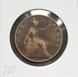 J55 Marea Britanie One Penny 1905, Europa