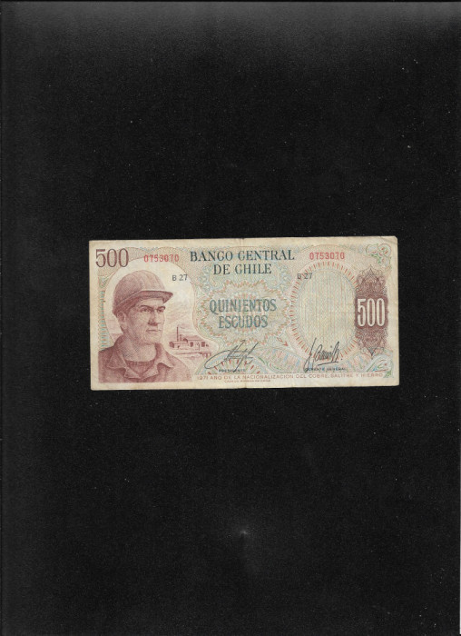 Rar! Chile 500 escudos 1971 seria0753070