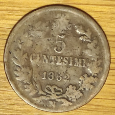 Italia -moneda colectie bronz- 5 centesimi 1862 N (Napoli) -Vittorio Emanuele II