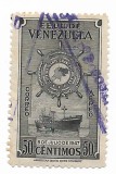 Venezuela - Posta aeriana - Prima aniversare a Marinei Comerciale a Columbiei Mari - Nava de marfuri "Republica de Venezuela", 1948-1950 - 50 C, oblit