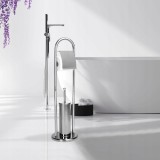 Suport hartie igienica cu perie de toaleta 2 in 1, argintiu Sepio