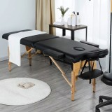Masa de masaj pliabila, 2 zone, cadru lemn, spuma 5cm, inaltime 55-76cm, piele ecologica, dimensiuni 60x213cm, culoare Neagra FAVLine Selection