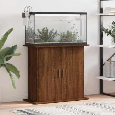 vidaXL Suport acvariu, stejar maro, 81x36x73 cm, lemn prelucrat foto