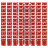 VidaXL Borcane din sticlă pentru gem, capace roșii, 96 buc., 230 ml