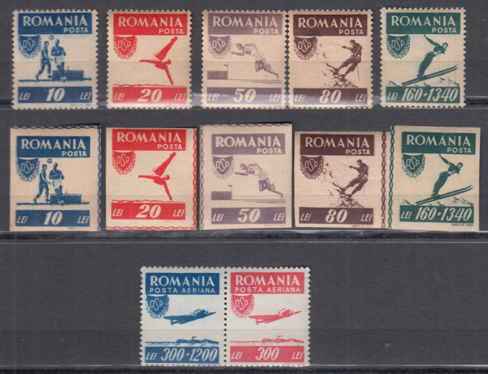 ROMANIA 1946 LP 199 LP 200 OSP DANTELAT + NEDANTELAT+ P.A. SERII MNH