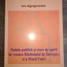 Opinie publica si stare de spirit in vremea Razboiului de Intregire si a Marii Uniri- Ion Agrigoroaiei
