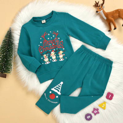 Pijama turqoise pentru copii - Merry Christmas (Marime Disponibila: 9-12 luni foto