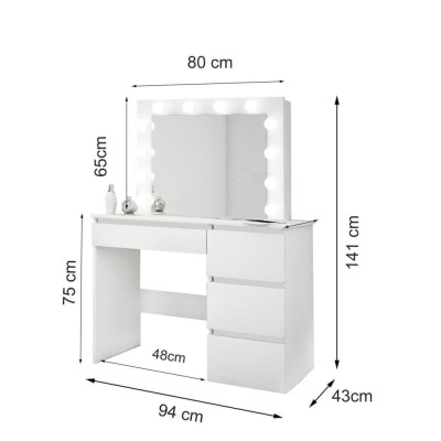 Masa de toaleta/machiaj + Scaun stil scandinav, Artool, stejar wotan, cu oglinda si LED-uri, 94x43x141 cm GartenVIP DiyLine foto