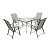 Set Mobilier Gradina Heinner Dalma, 5 Piese, Masa 80x80 cm, Scaune Pliabile, Otel si Textil