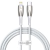 Cablu Date si Incarcare USB-C - Lightning Baseus Glimmer Series, 20W, 1m, Alb CADH000002, Apple