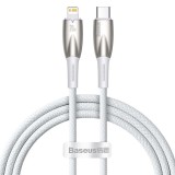 Cablu Date si Incarcare USB-C - Lightning Baseus Glimmer Series, 20W, 1m, Alb CADH000002, Apple