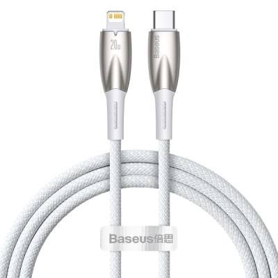 Cablu Date si Incarcare USB-C - Lightning Baseus Glimmer Series, 20W, 1m, Alb CADH000002 foto