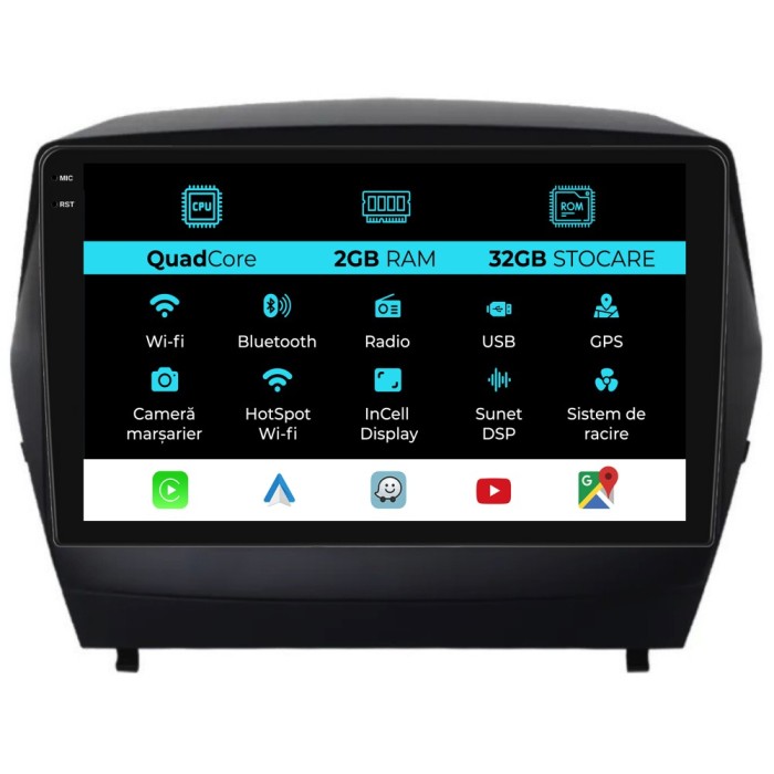 Navigatie Dedicata Hyundai IX35 (2009 - 2015), 9 Inch, 2Gb Ram, 32Gb stocare, Carplay