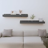 VidaXL Rafturi de perete, 2 buc., gri, 80x12x9 cm, lemn masiv de pin
