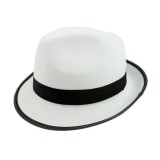 Palarie gangster, alb cu tiv negru