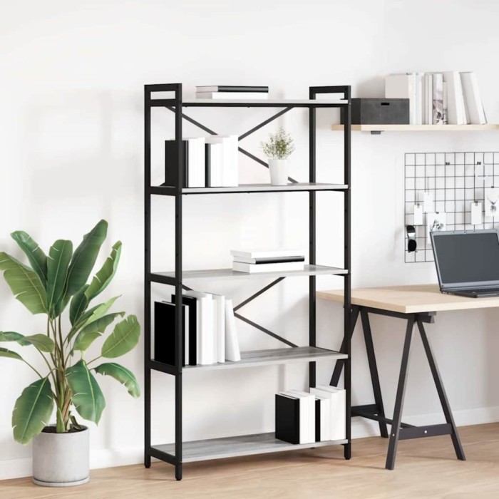 vidaXL Bibliotecă sonoma gri 80 x 30 x 153 cm Lemn compozit 868416