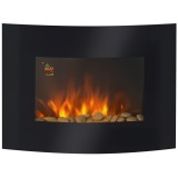 HOMCOM Șemineu Electric de Perete 900/1800W &Icirc;ncălzire cu Efect de Flacără 3D Reglabil, Șemineu Electric cu Lumină LED &icirc;n 7 Culori, Telecomandă, Tempor