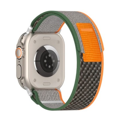 Curea pentru Apple Watch 1/2/3/4/5/6/7/8/9/SE/SE 2/Ultra/Ultra 2 (42/44/45/49mm) - Techsuit Watchband (W039) - Green / Orange foto