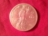 Moneda 2 lei 1911 Carol I 10g argint 835 , cal.F.Buna , anul 1911 mai tocit