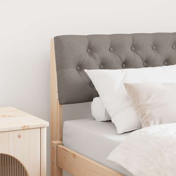 vidaXL Tăblie tapițată Gri taupe 75 cm Lemn de pin masiv 879207