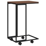 Cumpara ieftin Masuta laterala cu roti, negru, 40x30x63,5 cm, lemn prelucrat