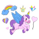 Decoratiune de Perete din Spuma Curcubeu Unicorn - 6buc ConceptSeller, Oem