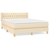 Cumpara ieftin Pat box spring cu saltea, crem, 140x200 cm, textil