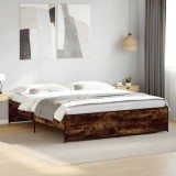 VidaXL Cadru de pat, stejar fumuriu 200x200 cm lemn prelucrat și metal